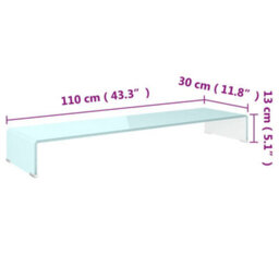 Berkfield Modern Tv Stand/monitor Riser Glass White 110X30X13 Cm - thumbnail 6