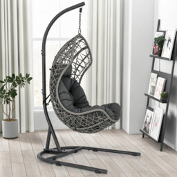 Costway Hanging Egg Chair W/ Stand Indoor Outdoor Patio Wicker Swing Chair - thumbnail 5