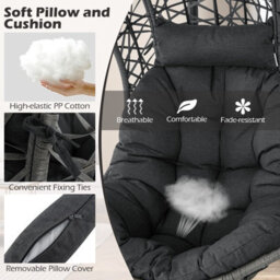 Costway Hanging Egg Chair W/ Stand Indoor Outdoor Patio Wicker Swing Chair - thumbnail 7