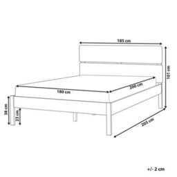 Beliani Bed With Led Wood Boisset 180 X 200 Cm (Eu Super King) Dark Brown - thumbnail 3