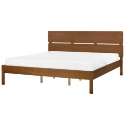Beliani Bed With Led Wood Boisset 180 X 200 Cm (Eu Super King) Dark Brown - thumbnail 4