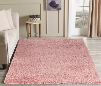 Desire Rugs Plain Living Room Shaggy Area Rugs Baby Pink 200X290 Cm - image 1