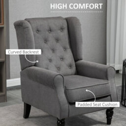 Homcom Accent Armchair Home Furniture Tufted Club Wood Fabric, Dark Grey - thumbnail 5