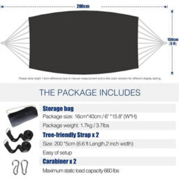 Double Canvas Hammock Outdoor Garden Beach Travel - thumbnail 2