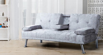 Comfy Living Verona Crushed Velvet Sofa Bed In Silver - image 1