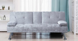 Comfy Living Verona Crushed Velvet Sofa Bed In Silver - thumbnail 2
