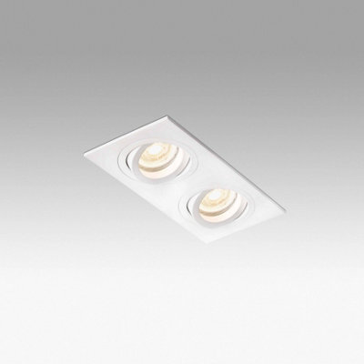 Luminosa Lighting Luminosa Rad 2 Light Double Tiltable Square Recessed Spotlight White, Gu10 - image 1