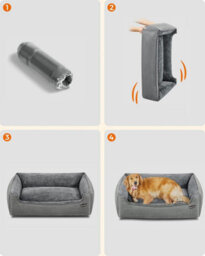 Songmics Pet Bed, Linen-Look Dog Sofa Bed With Raised Edges, Non-Slip Base, Xl Size, Removable Washable Cover, Light Grey - thumbnail 8
