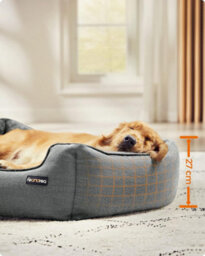 Songmics Pet Bed, Linen-Look Dog Sofa Bed With Raised Edges, Non-Slip Base, Xl Size, Removable Washable Cover, Light Grey - thumbnail 4