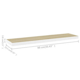 Berkfield Floating Wall Shelf Oak And White 90X23.5X3.8 Cm Mdf - thumbnail 7