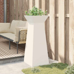 Berkfield Modern Garden Pillar Planter With Bowl White 40X40X100 Cm Steel - thumbnail 4