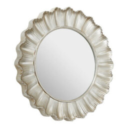 Orsina Luxe Champagne Finish Scallop Wall Mirror,decorative Round Mirror With Rope Detail,metallic Dressing Mirror - thumbnail 2