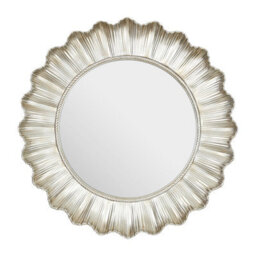 Orsina Luxe Champagne Finish Scallop Wall Mirror,decorative Round Mirror With Rope Detail,metallic Dressing Mirror - thumbnail 1