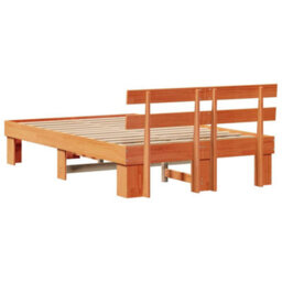 Berkfield Bed Frame With Headboard Wax Brown 135X190 Cm Solid Wood Pine - thumbnail 8