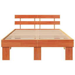 Berkfield Bed Frame With Headboard Wax Brown 135X190 Cm Solid Wood Pine - thumbnail 6