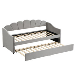 Upholstered Bed, 3Ft Single Bed 90X190Cm, Bottom With Trundle Bed 90X190Cm, Daybed Sofa Bed, Easy Assembly, Velvet, Grey - thumbnail 5