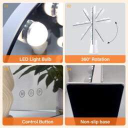 Inmtfei Hollywood Arch Vanity Makeup Mirror, 10 Led Bulbs, 3 Light Modes, Touch Control, 30X40Cm - thumbnail 6