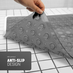 Keplin Non-Slip Rubber 54X54Cm Shower Mat, 200 Suction Cups, Bpa, Latex Free, Machine Washable, Grey - thumbnail 5