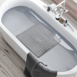 Keplin Non-Slip Rubber 54X54Cm Shower Mat, 200 Suction Cups, Bpa, Latex Free, Machine Washable, Grey - thumbnail 7