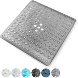 Keplin Non-Slip Rubber 54X54Cm Shower Mat, 200 Suction Cups, Bpa, Latex Free, Machine Washable, Grey - thumbnail 1