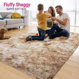 Ameha Soft Shaggy Rugs Fluffy Tye Dye Beige Extra Large Area Rug Living Room Carpets 200X290 Cm - thumbnail 1