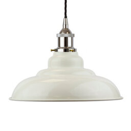 Clay White St Edmund's Painted Dome Pendant Light With Nickel Lamp Holder And Black Twisted Cable - Se Home - thumbnail 1