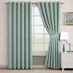 Bedlooms Sage Green Linen Curtain 100% Blackout Thermal Insulated Eyelet Curtain (Pair) 66 X 90 Inches With Tie Back Two - thumbnail 2