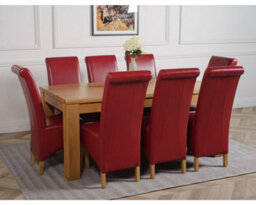 That's Furniture Dakota 182 X 92 Cm Chunky Oak Large Dining Table And 8 Chairs Dining Set With Montana Burgundy Leather Chairs - thumbnail 3