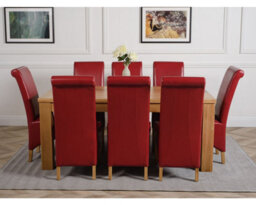 That's Furniture Dakota 182 X 92 Cm Chunky Oak Large Dining Table And 8 Chairs Dining Set With Montana Burgundy Leather Chairs - thumbnail 2
