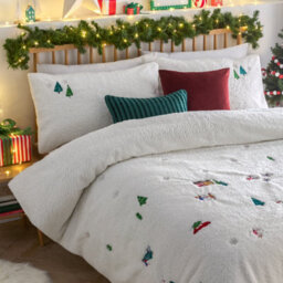 Furn. Festive Christmas Together Teddy Fleece Duvet Cover Set, Double, White - thumbnail 3