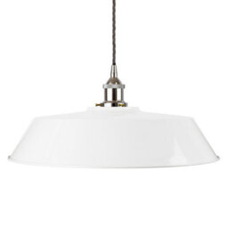 White Large Chancery Painted Dome Pendant Light With Nickel Lamp Holder And Grey Twisted Cable - Se Home - thumbnail 1