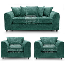 Furnishings For Less UK Monaco Chenille Fabric 3 Piece Sofa Set - 3 1 1 Teal - thumbnail 1