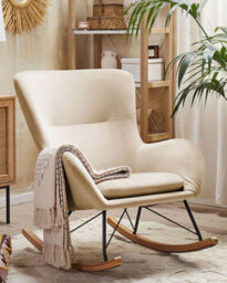 Beliani Rocking Chair Ellan Velvet Beige - thumbnail 2