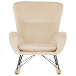 Beliani Rocking Chair Ellan Velvet Beige - thumbnail 4