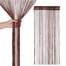 Neel Blue String Curtains Glitter Fringe Panel Fly Screen Doorway Tassel Curatin, 200Cm X 90Cm - Coffee - thumbnail 1