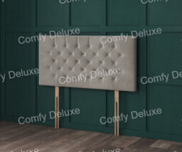 Comfy Deluxe Sky Blue Plush Chesterfield 3Ft Single Headboard 20Inch Matching Buttons