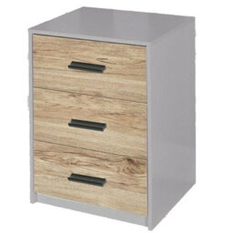 Urbn-Living Urbnliving Height 56Cm 3 Drawer Wooden Bedroom Bedside Cabinet Furniture Grey Carcass And Oak Drawers Storage Nightstand - thumbnail 1