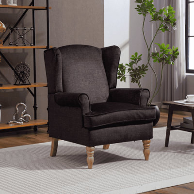 Home Source Helena Fabric Charcoal Grey Wingback Occasional Armchair - image 1