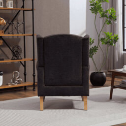 Home Source Helena Fabric Charcoal Grey Wingback Occasional Armchair - thumbnail 4