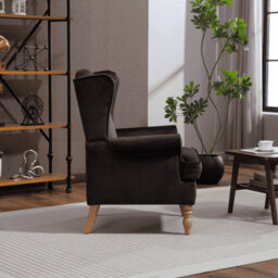 Home Source Helena Fabric Charcoal Grey Wingback Occasional Armchair - thumbnail 3