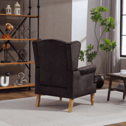 Home Source Helena Fabric Charcoal Grey Wingback Occasional Armchair - thumbnail 5