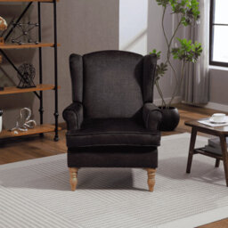 Home Source Helena Fabric Charcoal Grey Wingback Occasional Armchair - thumbnail 2