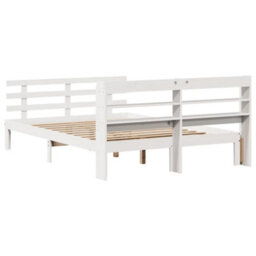 Berkfield Bed Frame With Headboard Without Mattress White 150X200 Cm King Size - thumbnail 8
