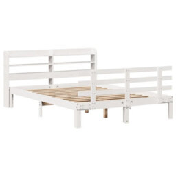 Berkfield Bed Frame With Headboard Without Mattress White 150X200 Cm King Size - thumbnail 3