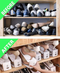 Hygrad Built to Survive 12X Adjustable Shoe Slots Organizer Space Saver Rack Holder For Wardrobes, Tidy Stackers For Shoes, Non-Slip, Pp Material - thumbnail 5