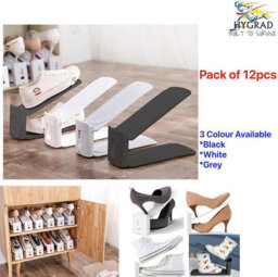 Hygrad Built to Survive 12X Adjustable Shoe Slots Organizer Space Saver Rack Holder For Wardrobes, Tidy Stackers For Shoes, Non-Slip, Pp Material - thumbnail 2