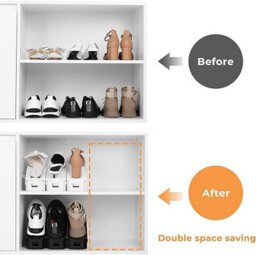 Hygrad Built to Survive 12X Adjustable Shoe Slots Organizer Space Saver Rack Holder For Wardrobes, Tidy Stackers For Shoes, Non-Slip, Pp Material - thumbnail 6