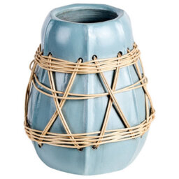 Beliani Decorative Vase Kamering 27 Cm Ceramic Blue - thumbnail 1