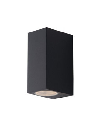 Luminosa Lighting Luminosa Qubo Outdoor Aluminum Up Down Wall Lamp, Anthracite, Ip54, Gu10