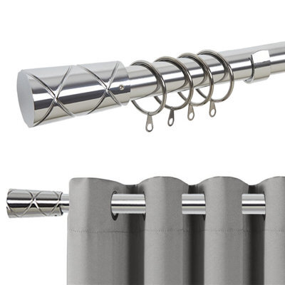 Bedlooms Metal Curtain Pole 28 mm- Cylinder Finials With Durable Extendable Rod Chrome 160-300 Cm, 63''-118''